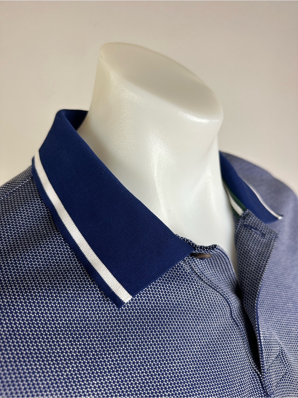 Ted Baker Knit Polo with Contrast Navy Collar and White Piping - Picture 3 of 8